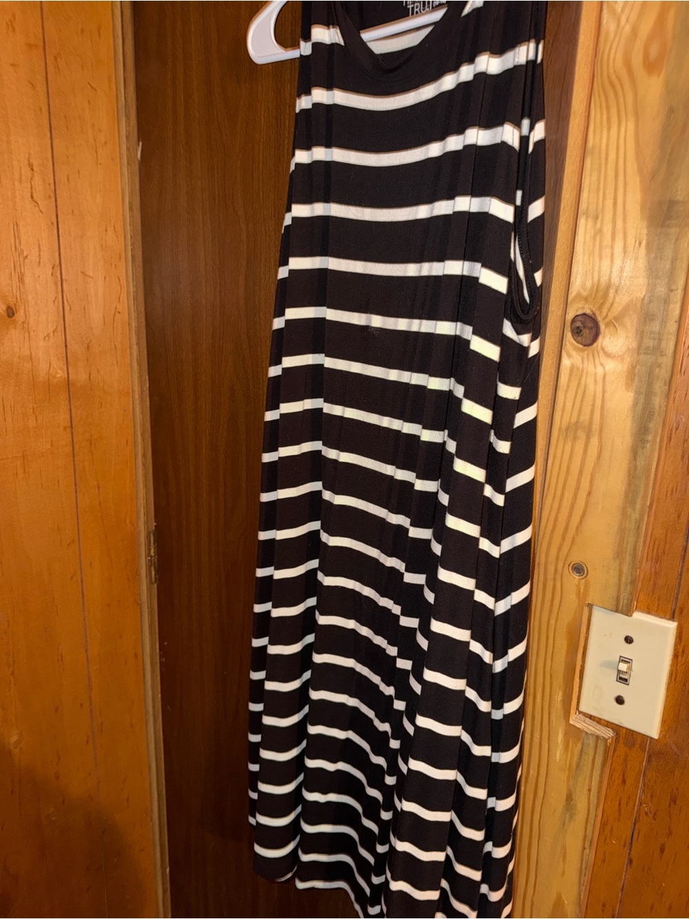 Time and Tru Black and White Striped Sleeveless Maxi Dress